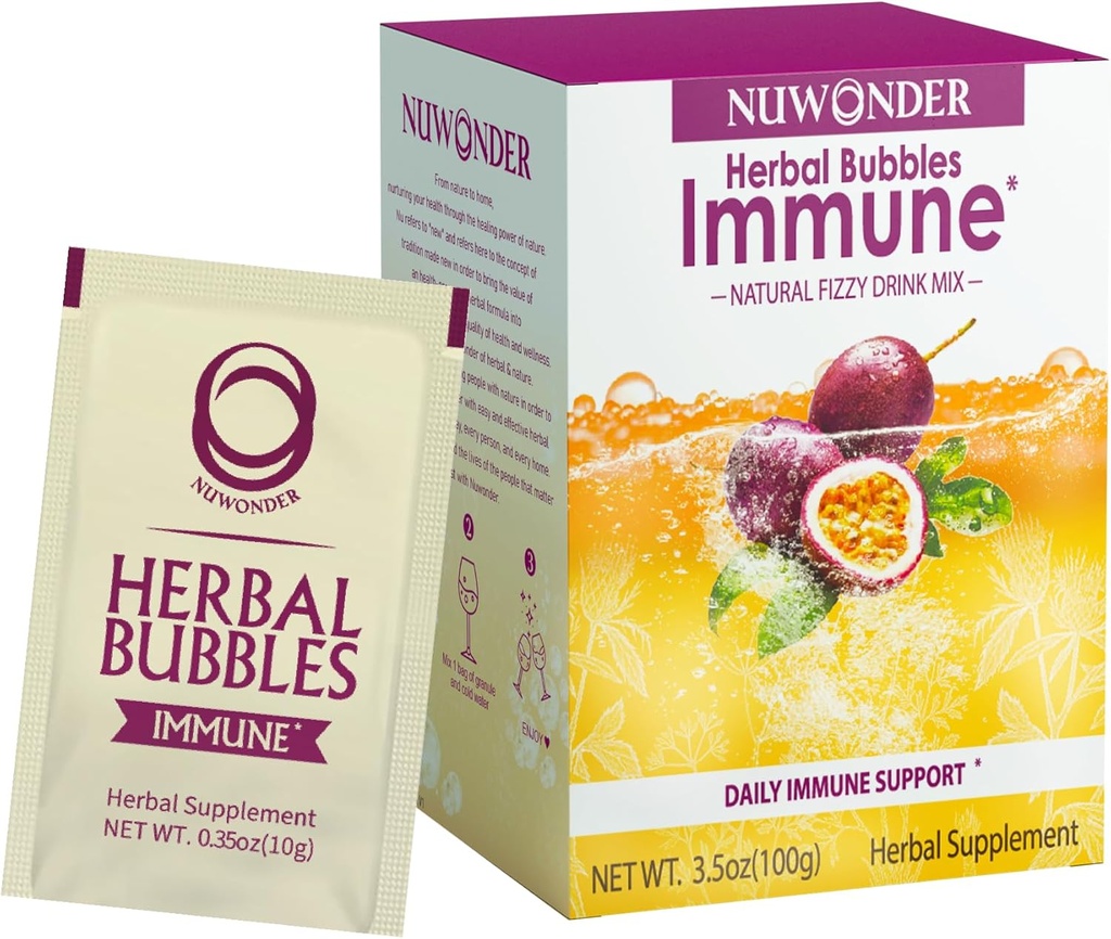Immune Buster Fizzzy 饮料 Mix 草药补充剂 与 Astragalus, Ginger, Jujube, Atractylodes, Passion 水果, 无人工, 10 包 (Extra 1 Bags)