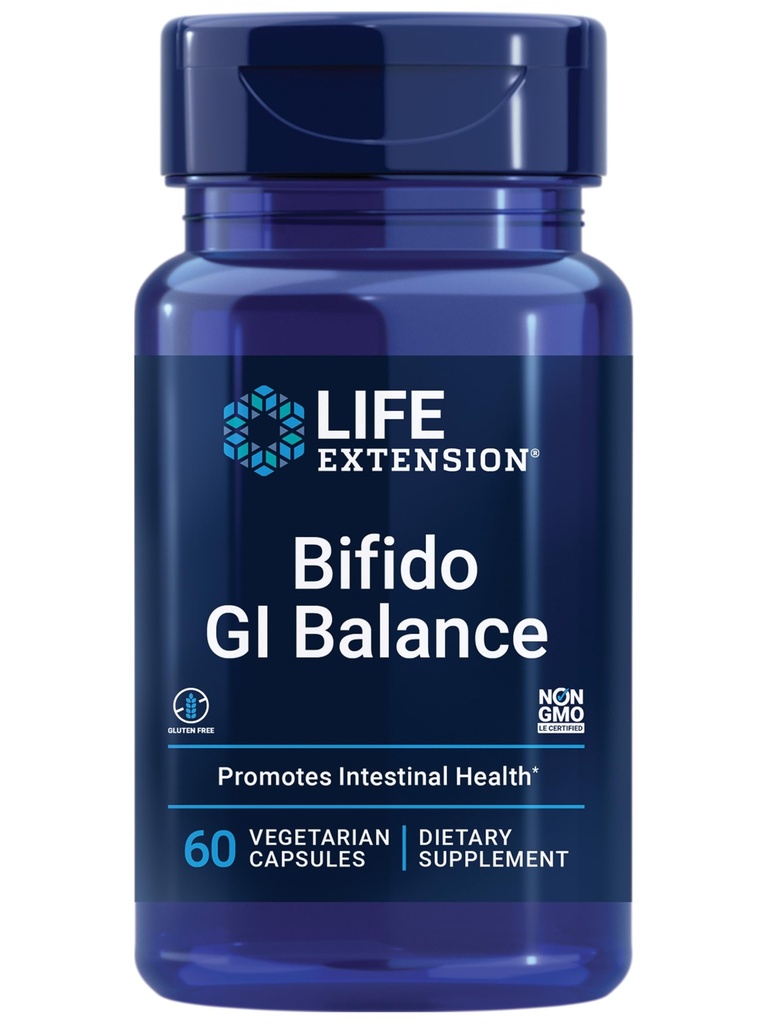 生命延伸 Bifido GI 平衡,亲生药物,Bifidobacterium longum BB536®(2亿 CMU),支持健康GUT和消化健康,无葡萄糖,非GMO,蔬菜,60 Capsules