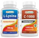 最佳自然剂 L-Lysine 500毫克和维生素C 1000毫克