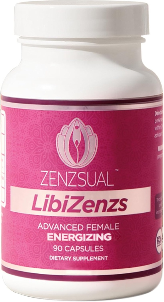 ZENZSUAL Libizenzs – 妇女植物能源支助补编 – 咖啡因无麦卡根, Ashwagandha & Ginseng – 支持每日 Stamina, Focus & Well-Being – 90 Vegan Capsules