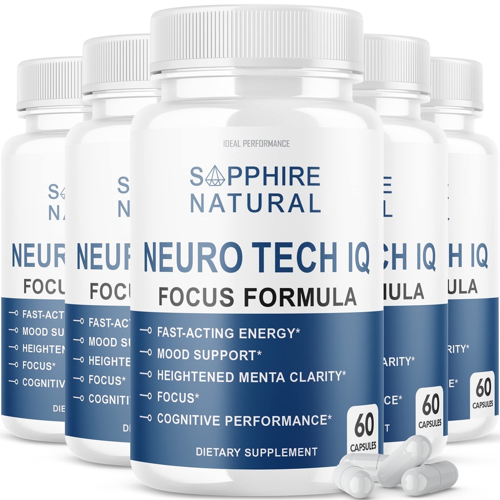 (5 Pack) 神经技术 IQ脑辅助神经技术 Iq Focus 配方药(300 Capsules)