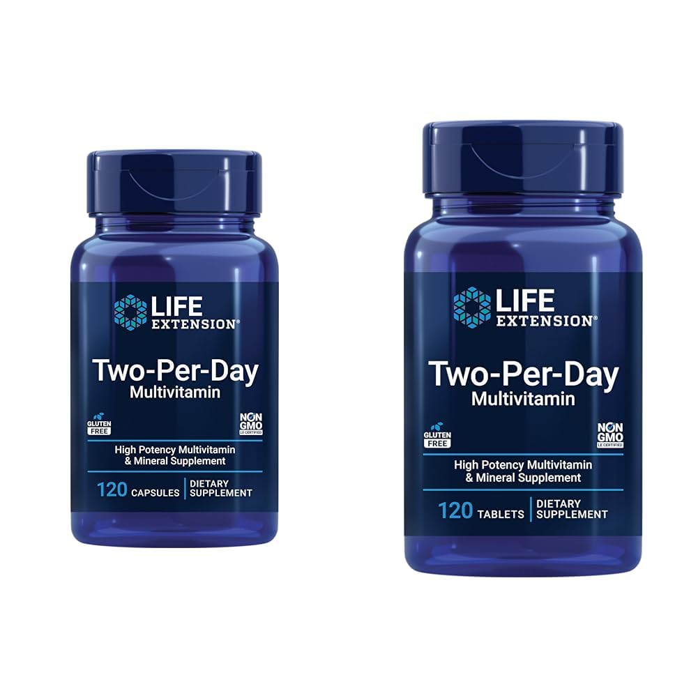 寿命延长2-日多维明 120 Capsules & 120 片-维生素B,C,D,锌和超过25 维生素,矿物和提取