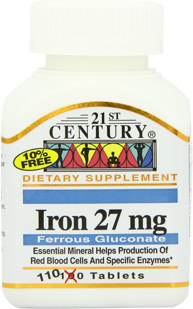 21世纪铁 27 Mg Ferrous Gluconate 板块,110 计数(包2)