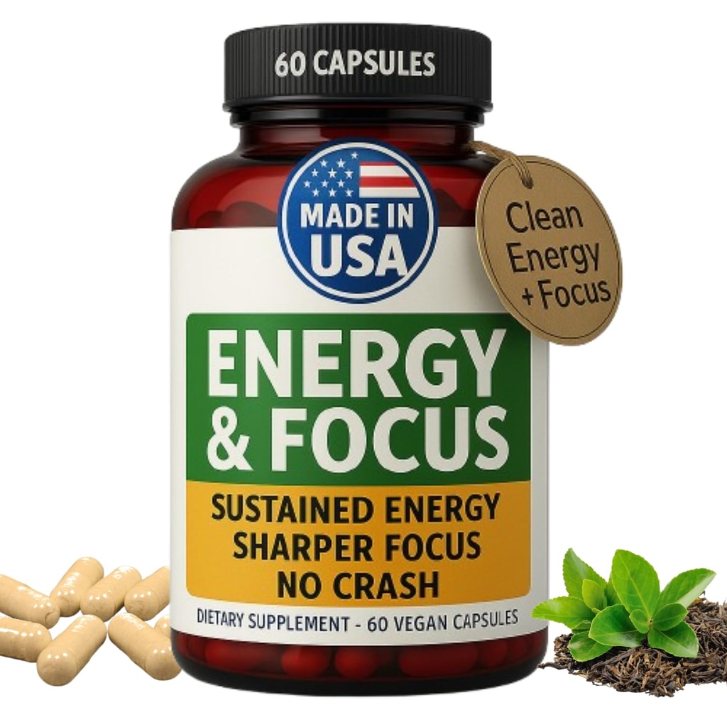 绿色阵列能源与焦点卡普尔(Green Rational Energy & Focus Capsules) - 持续精神清晰度,增强浓度与警觉度的自然诺热带补充 - 无崩溃,维冈,非GMO - 60个卡普尔