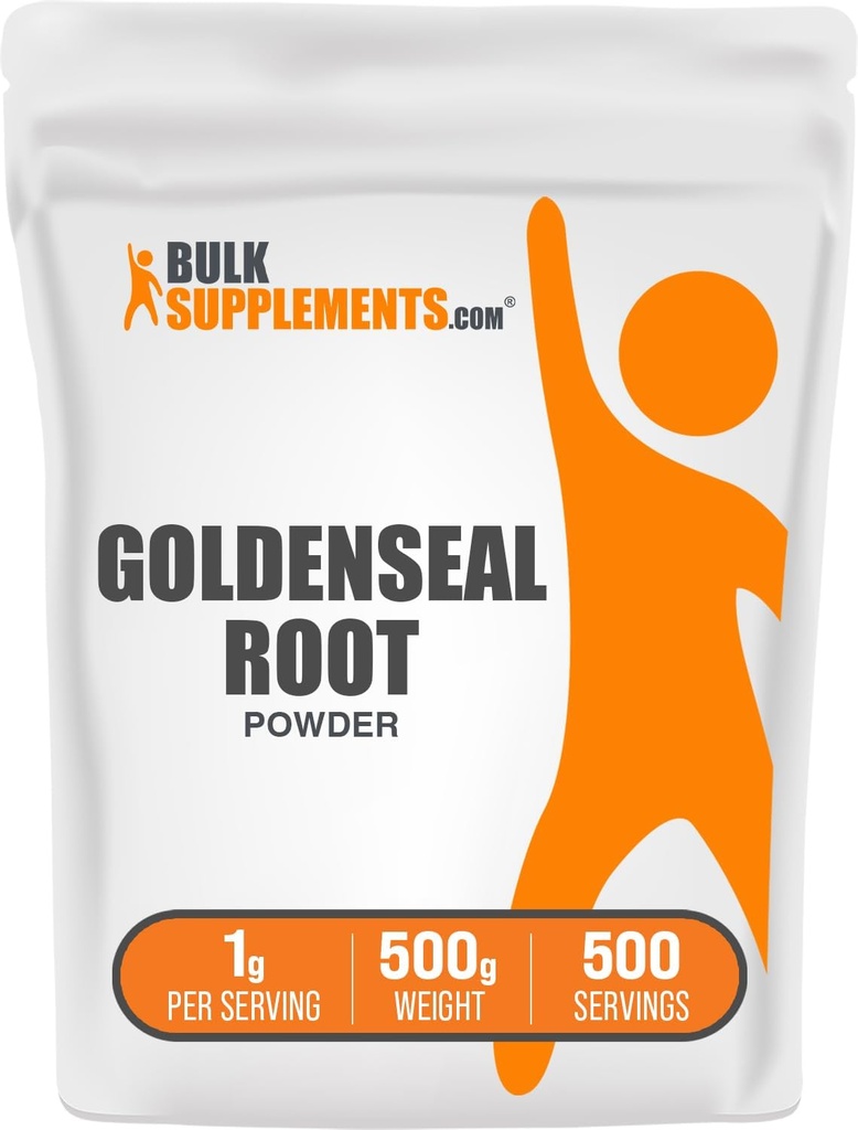 Bulk Assupports.com Goldenseal Powder - 草药补充,来源于Goldenseal Root - Vegan & Gluten Free,每架服役1g,500g(1.1磅)(Pack of 1)