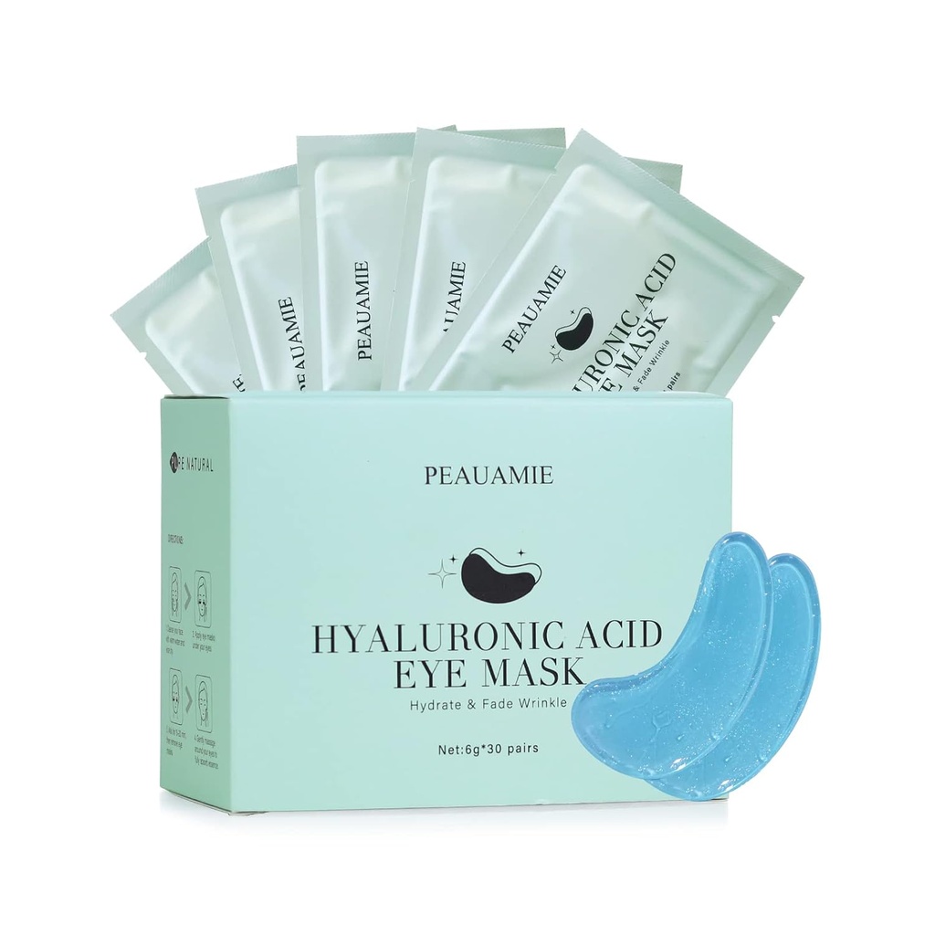 在眼部补丁下为暗圆和毛皱眼袋戴 Hyaluronic Acid Eye Mask 30 Pairs
