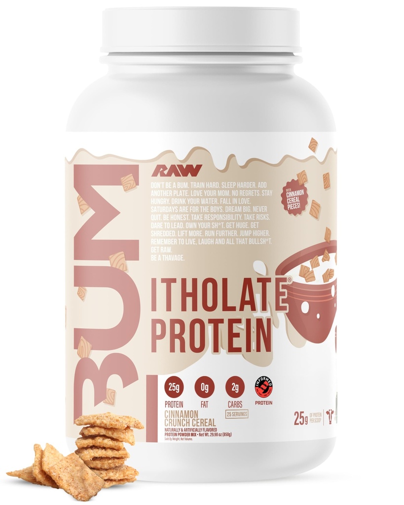 RAW WHEY蛋白粉隔热,肉桂粉(CBUM Itholate Protein) - 百分百草根运动营养粉促进肌肉生长和复苏 - 低脂肪,低碳,天然裂纹 - 25种服务