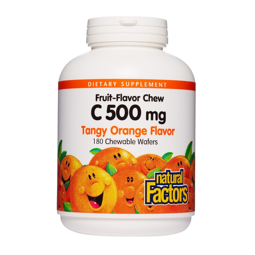 自然因素,儿童可嚼维生素C 500毫克,支持免疫健康,骨骼,牙齿和胶类,丹吉橙,180个计数(一包)