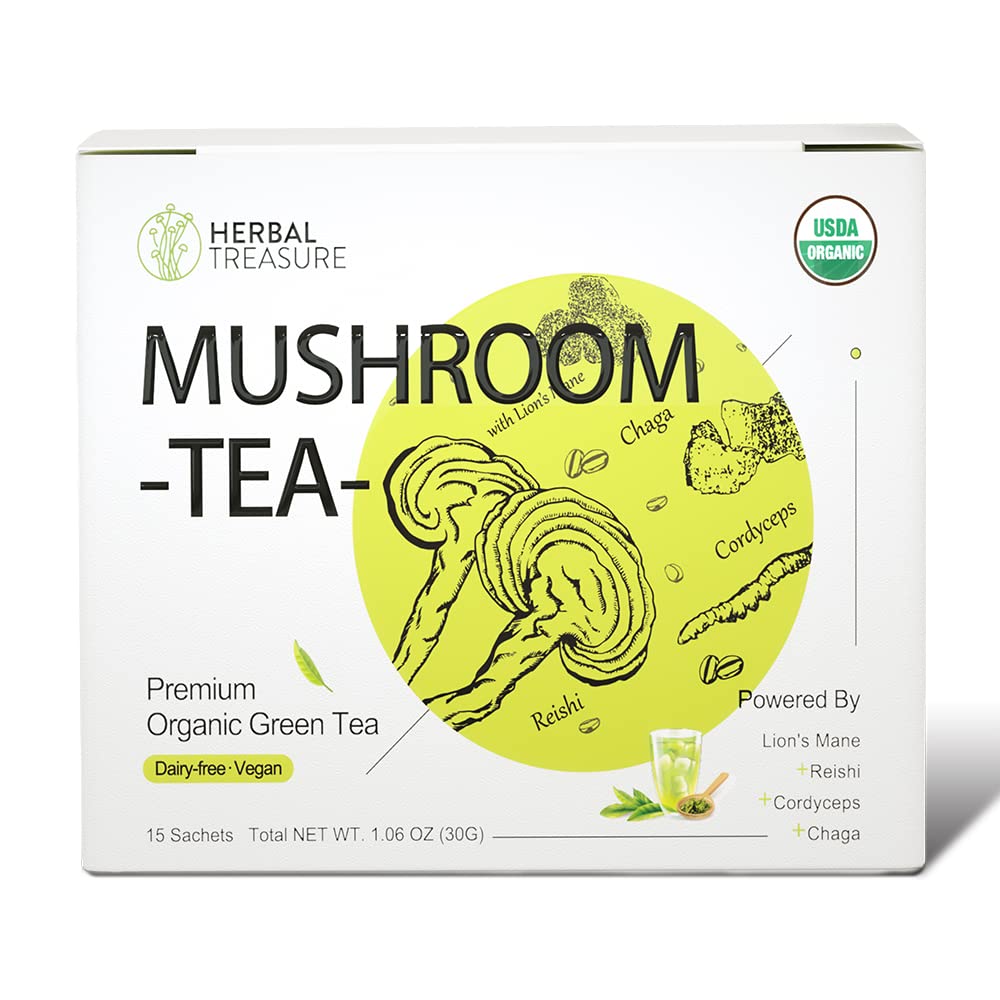 WL 草药宝藏蘑菇 绿茶与狮子 mane Reishi Cordyceps Chaga 15 伯爵