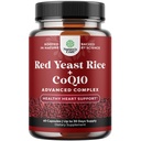Red Yeast Rice with CoQ10 Supplement - Advanced Healthy Heart & Healthy Cholesterol Levels Formula for Men & Women - Red Yeast Rice Capsules with 1200mg per Serving and CoQ10-60 Count