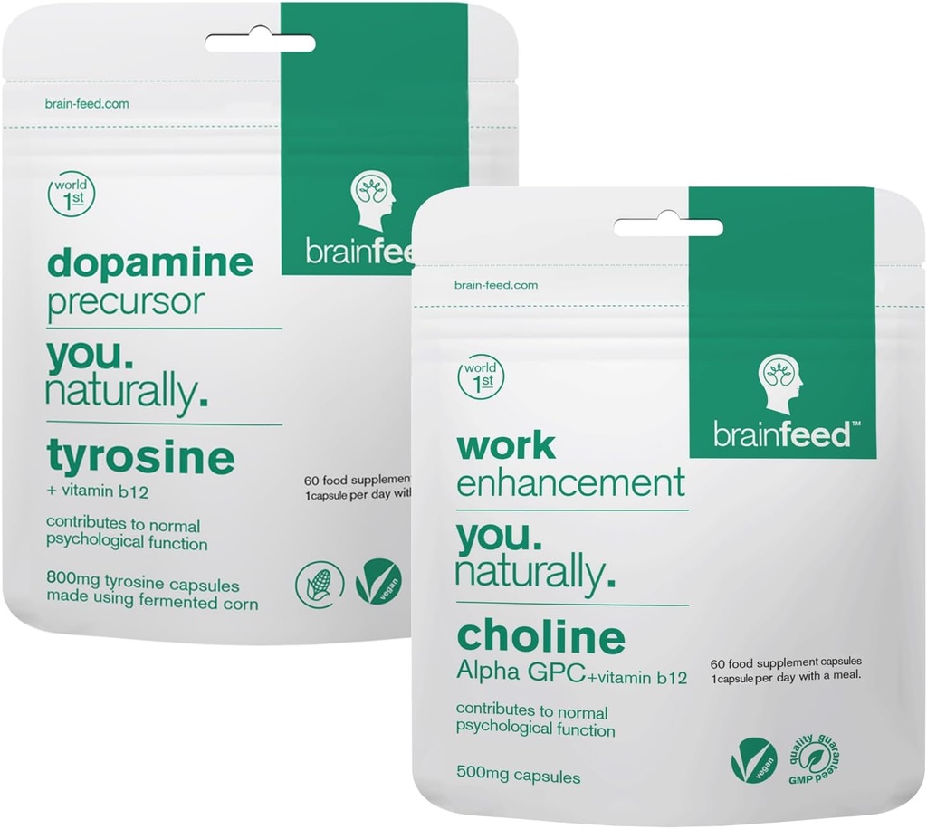 记忆和焦点的大脑补充 2-Month-Supply + 800 mg L 质素多巴胺补充 + 500 mg Alpha GPC Choline → 浓度补充