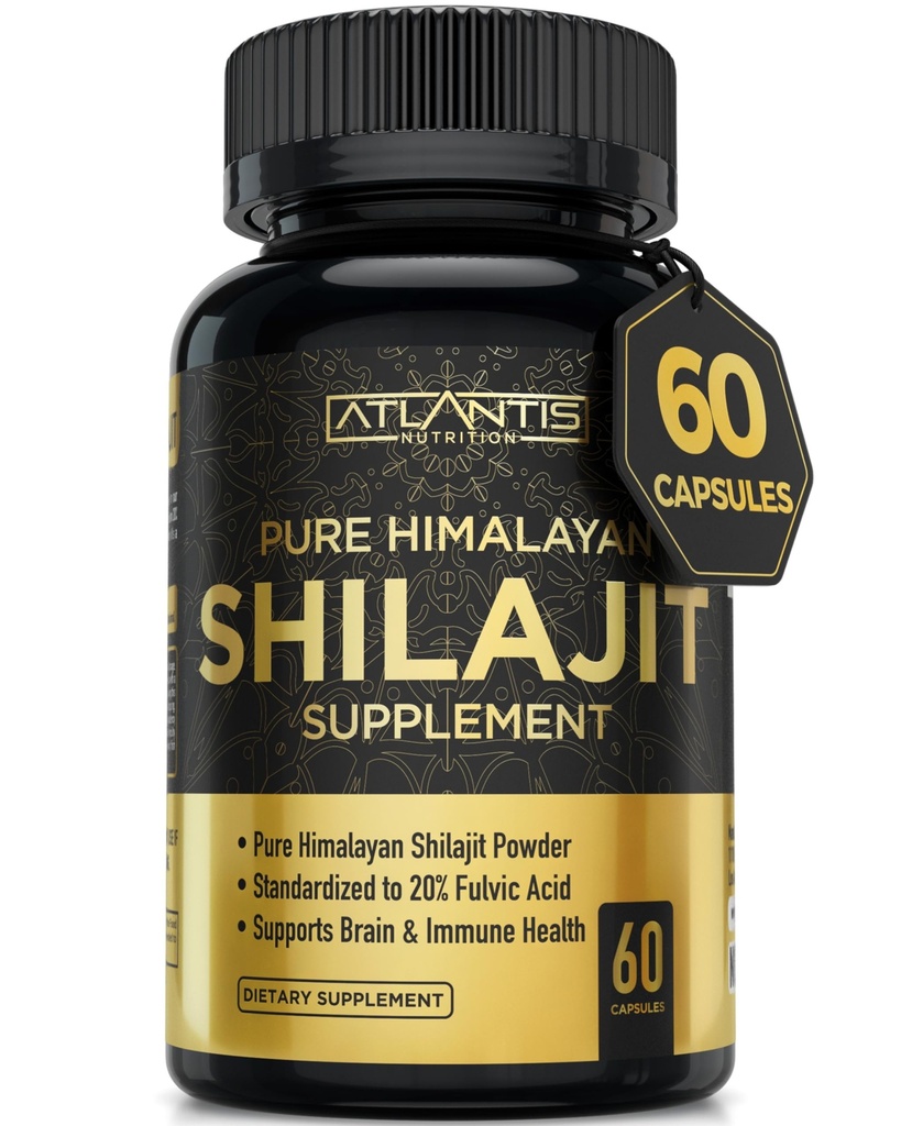 亚特兰蒂斯营养 喜马拉雅 Shilajit Capsules 配以20%的富尔维奇酸 → 10:1 提取 提供 10,000 mg D.H.E. → USA Made → 喜马拉雅 Shilajit 男女补充 → 60 Capsules