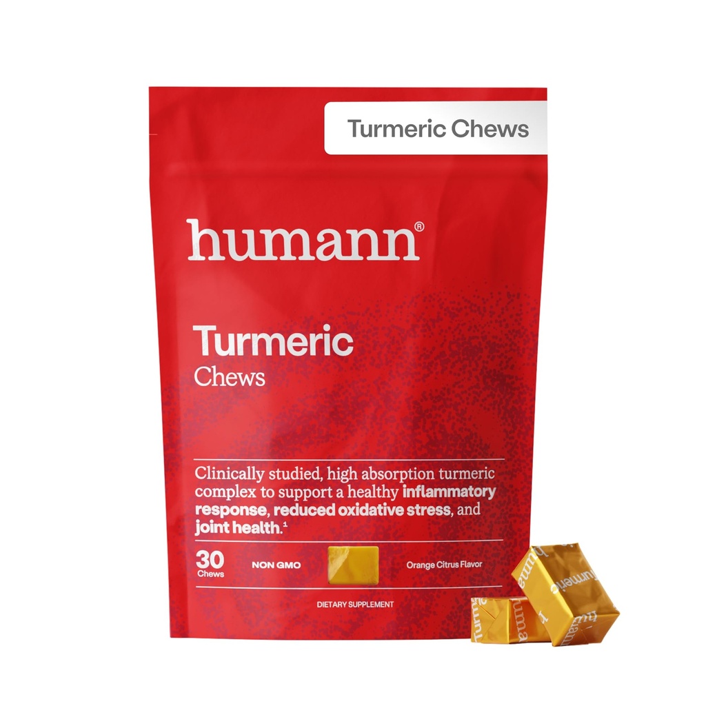 人肉图尔克·切斯(Humann Turmeric Chews Supplement) – 临床研究的高吸收性Crucumin Complex - 橙色Citrus Flavor – 来自超级蜜蜂制造商 – 联合健康 – 30 Counter