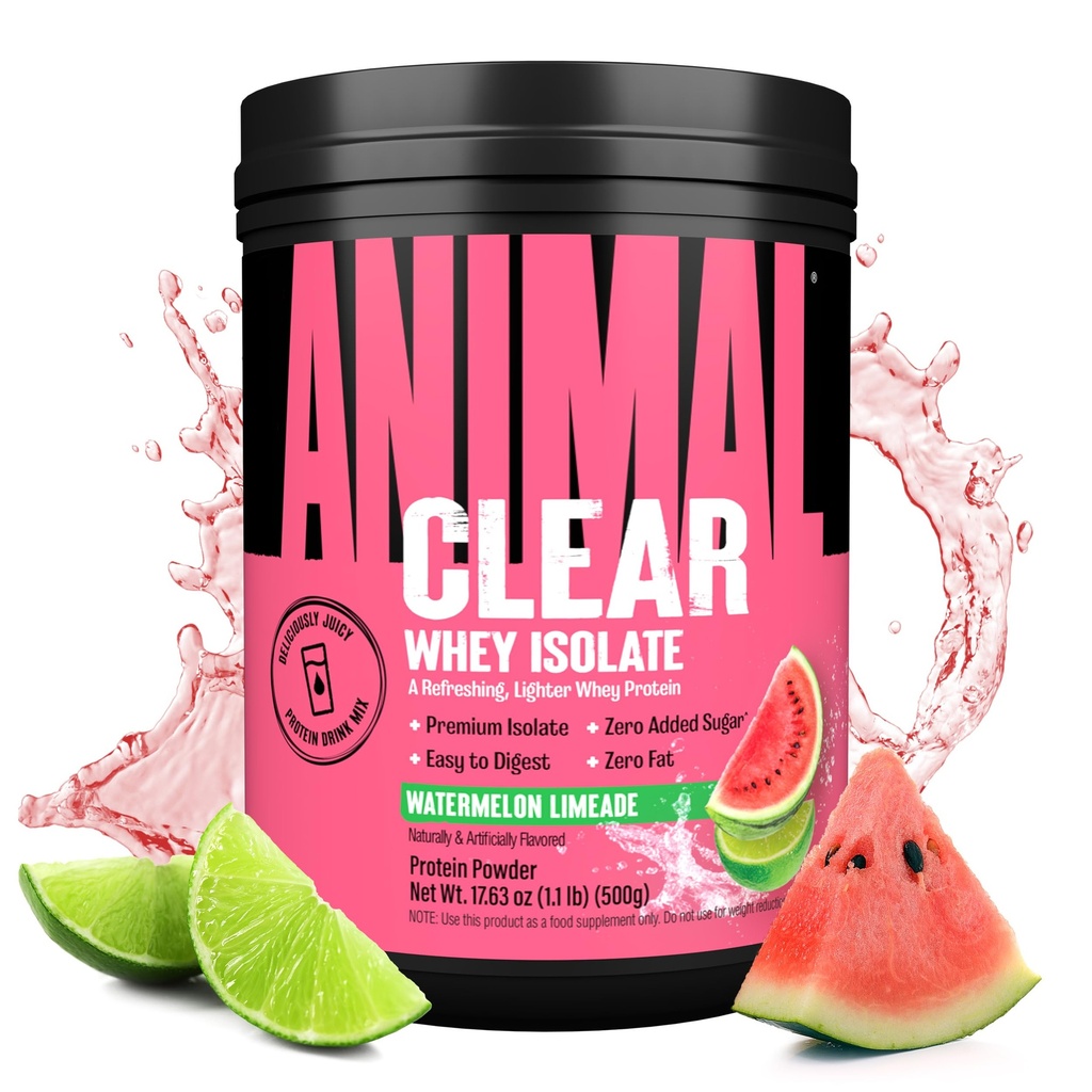 Clear Whey Isolate蛋白粉 - 易于文摘和混音,5g BCAA,美味的汁液,随时刷新男女饮料,西瓜Limeade 500g(20种服务)
