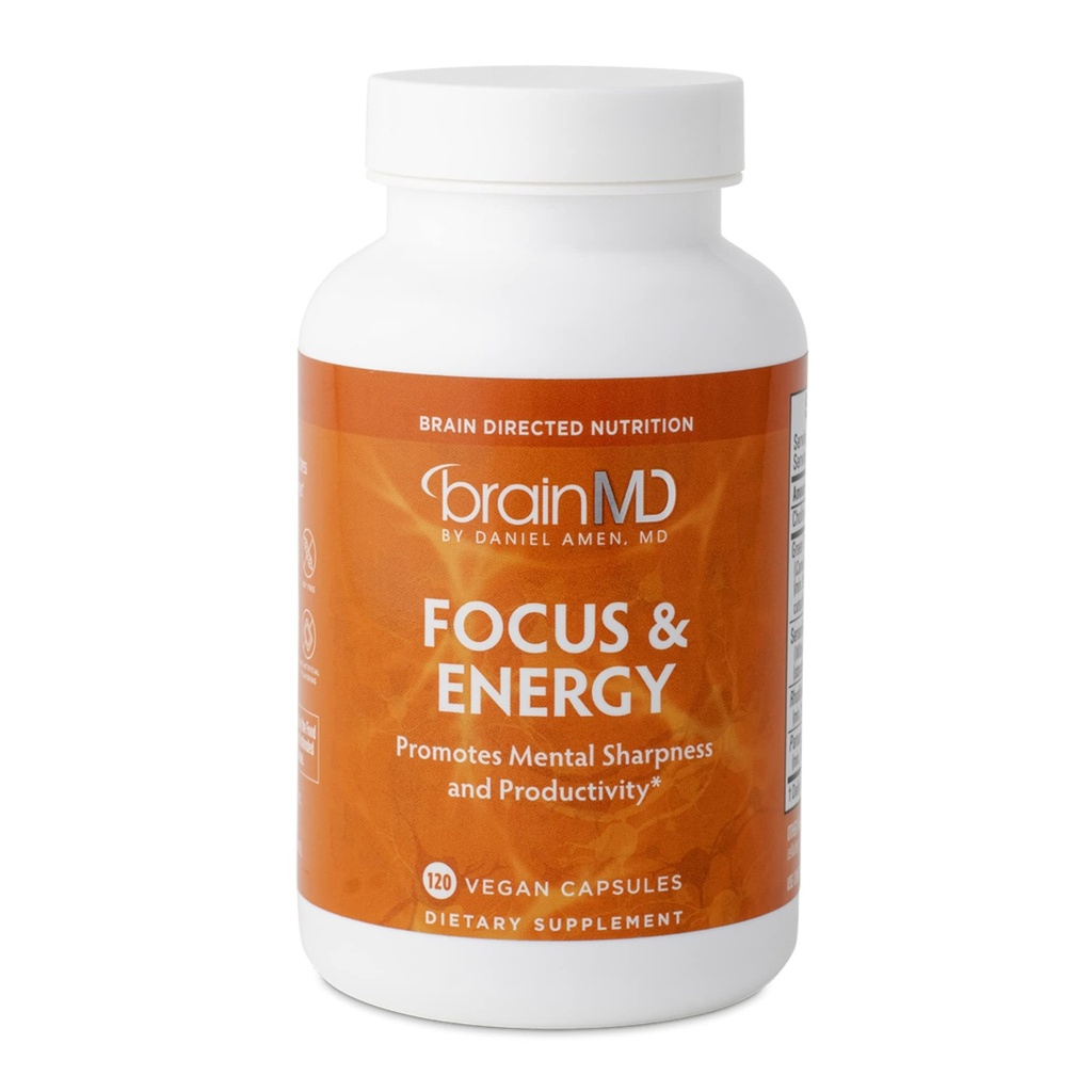 Amen BrainMD Focus & Energy博士 - 120 Capsules - 精神耐力助推器,促进浓度和注意力 - 咖啡因自由,Gluten自由 - 30位服务员