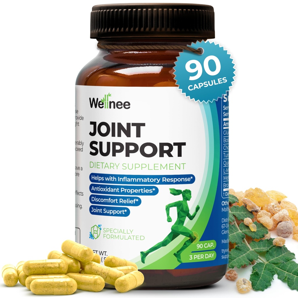 wellnee联合支持补编 - Glucosamine Chondroitin MSM, Boswellia & Turmeric - Relieves 联合不适与支持灵活性 - Wellknee联合支持 - 90 Capsules, 30名服务员