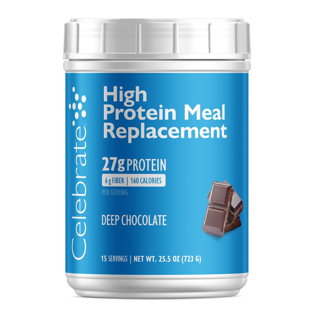 庆祝维生素高蛋白质 Meal Explain Shake,27 g蛋白粉,6 g of Fiber, 用于产后外科病人,深巧克力,15种服务