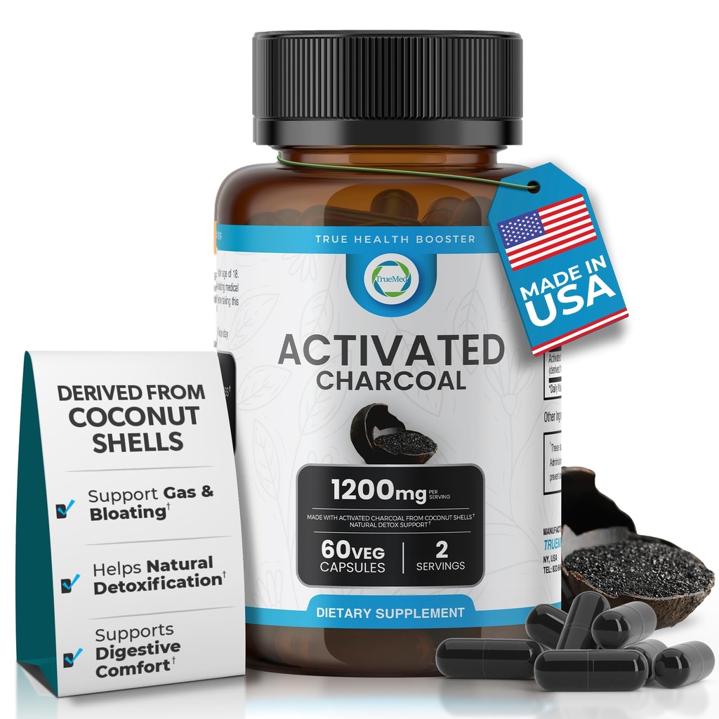 激活的炭盖 1200 MG,60 Veg Cap,30-Dreative Supports, Gas & Bloating Relief,有机椰壳炭,Gut Health, USA Made.