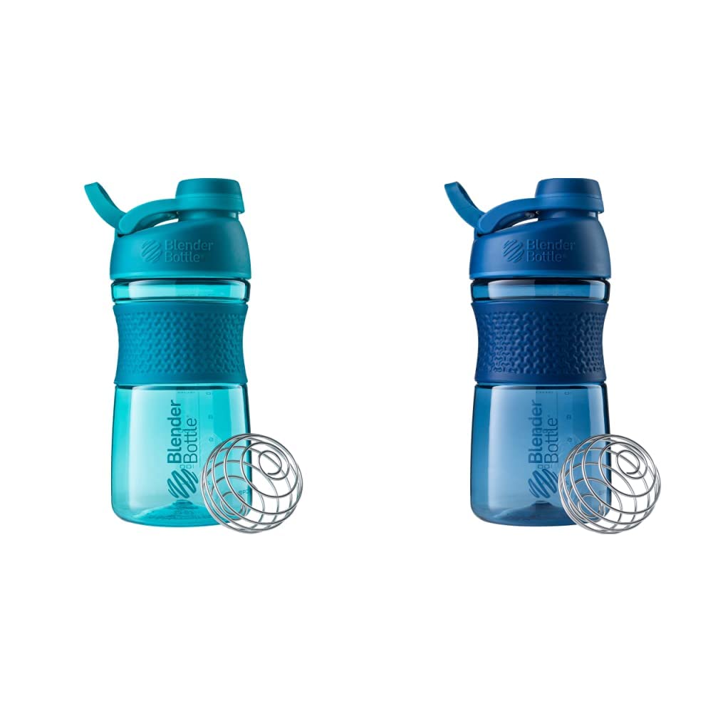 BlenderBottle 20-Ounce SportMixer 蛋白质摇摆瓶 配有 BlenderBall Wire Whisk, 海军和泰尔