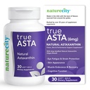 NatureCity TrueAsta 6mg Astaxanthin 补充 AstaReal 支持眼,皮肤,关节,肌肉,大脑和血液流 QQ Algae 基于抗氧化剂 补充 QQ 非GMO, Gluten Free QQ 30 软宝石