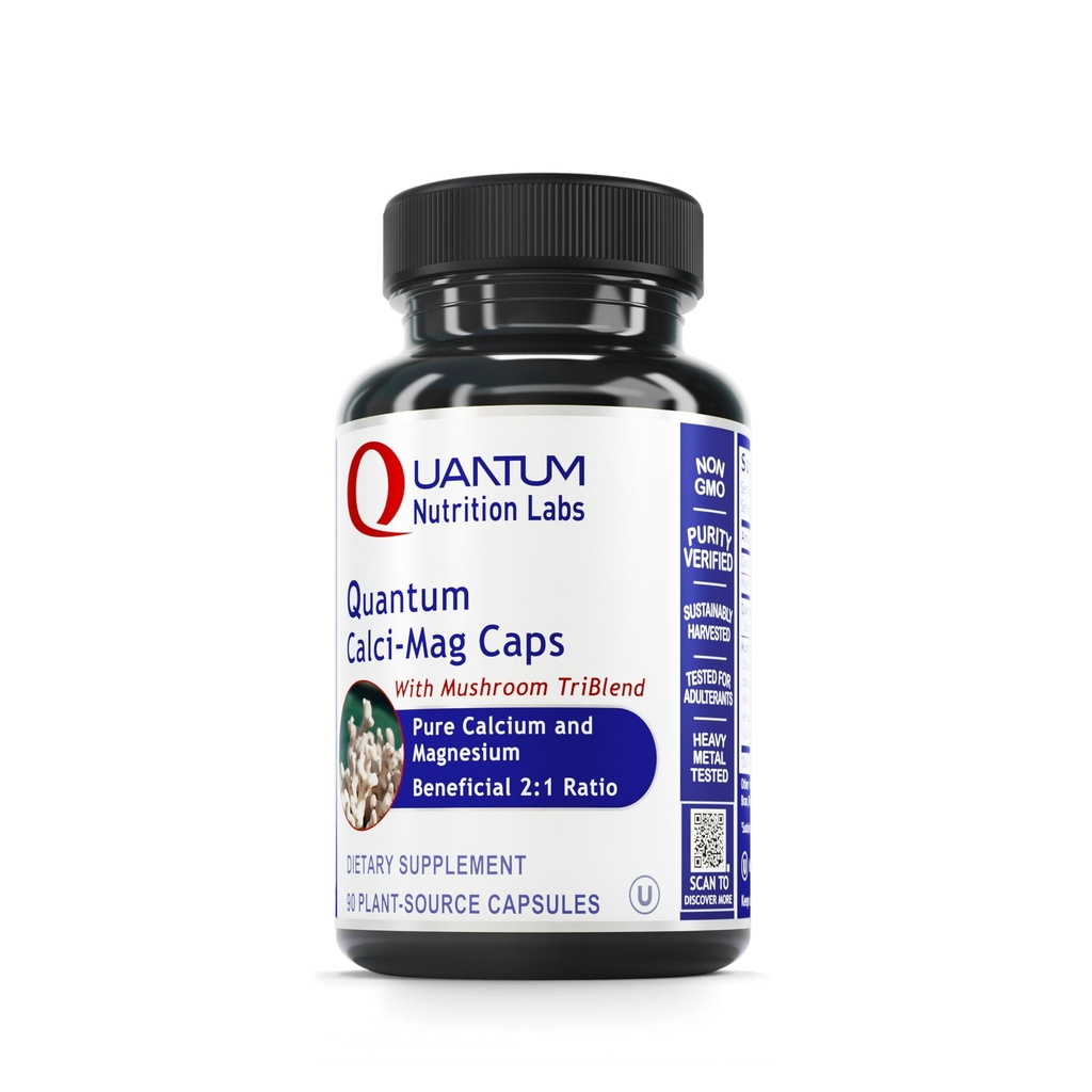 量子营养实验室 Calci-Mag Caps - Calcium 镁补充,钙补充,纯镁和蘑菇综合体与Reishi & Lions Mane - 300 Vegetarian Capsules