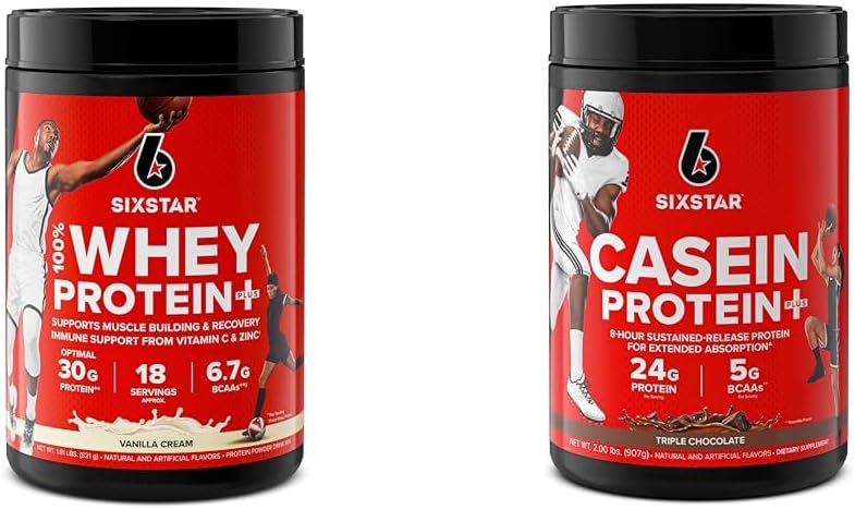 六星精英系列 100% Whey蛋白Plus Vanilla Cream 1.8lbs US & casein 蛋白蛋白 Elite Casein 蛋白蛋白 慢速扩散 Micellar Casein 蛋白