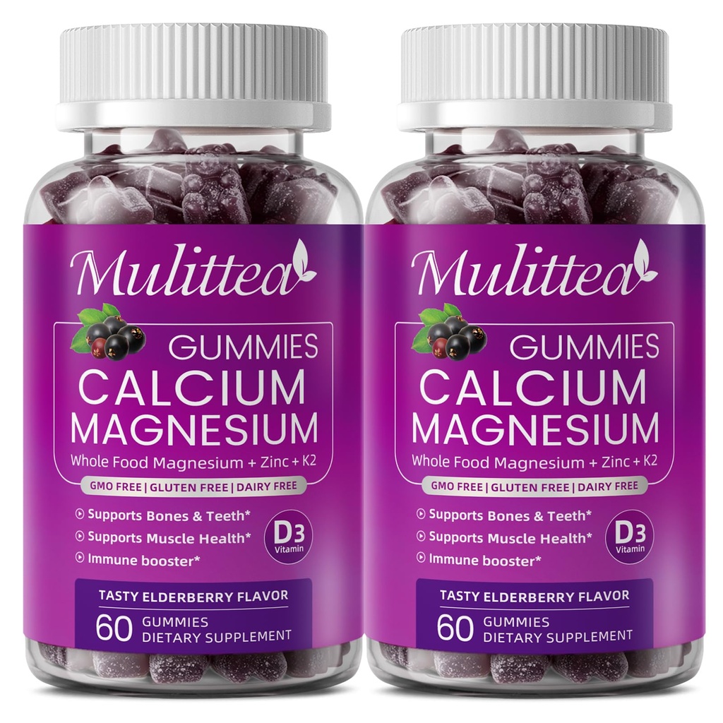 具有高吸收性镁的镁锌胶,钾 - Plant Calcium Supplement w/ D3 & Sea Moss for Bone, Muscles, Calm Mood & Sleep Supports - 儿童与成年人(2包)