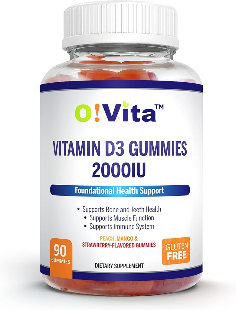维生素D3 Gummies 2000IU, 90 非GMO, Vegan, 和三个美味的 Flammies, 45天供应