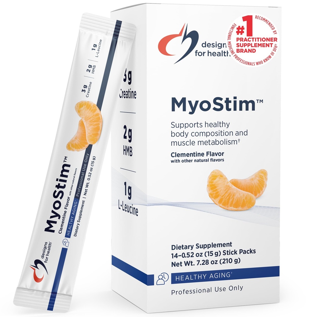 Health MyoStim - HMB + Collagen Peptides Powder 配L-Leucine + Creatine 支持健康衰老 - 可能帮助提高与年龄有关的肌肉损失 - Clementine - Flavorored drink (14个棒包)