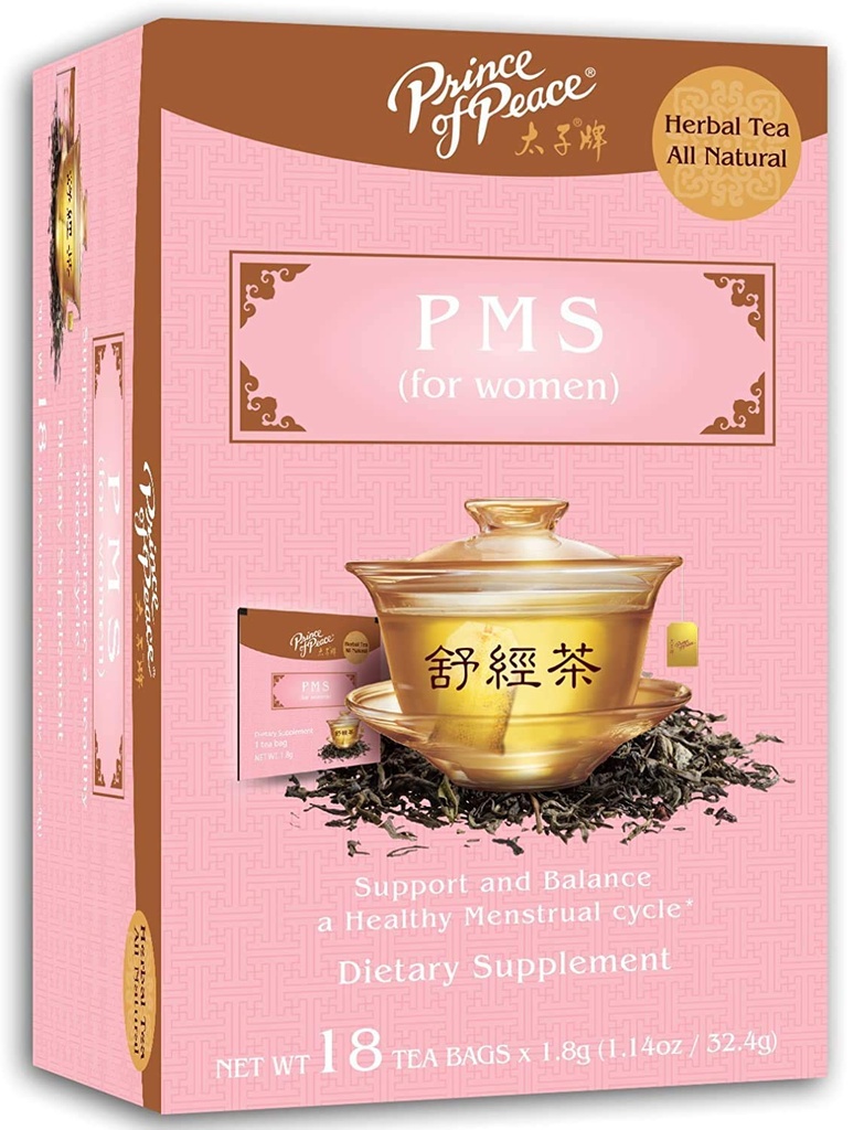 和平王子PMS茶,18个月经周期茶袋草药茶,从PMS Bloating & Cramping Hormone平衡中解脱出来