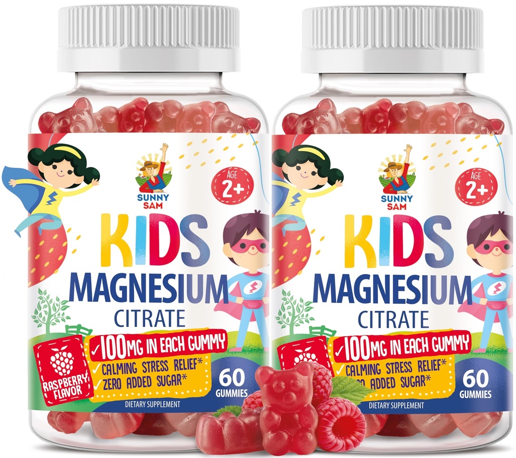 儿童与成年人用镁(Gummys)-100mg(100mg)-平静用镁(Magnesium Chews)- Mood & Muscle 支持用镁(Citrate Chew)- 2Pack