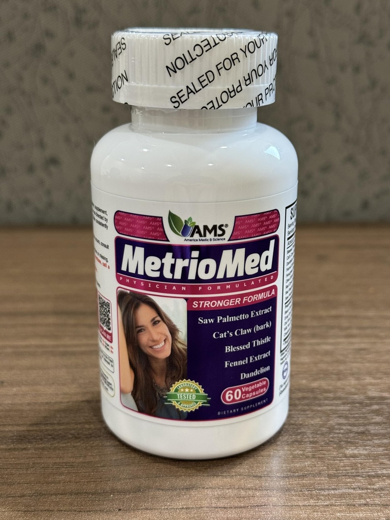 美国医学和科学 Metriomed 60 Capsules 妇女生育率补充金 黑科霍什、查斯特贝里和红克洛弗草药