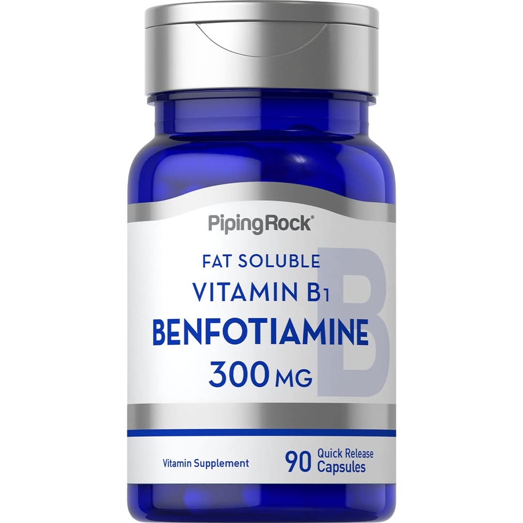 Piping Rock Benfotiamine 300mg → 90 Capsules → 脂肪可溶性维生素 B1 → 非GMO, Gluten 免费补编