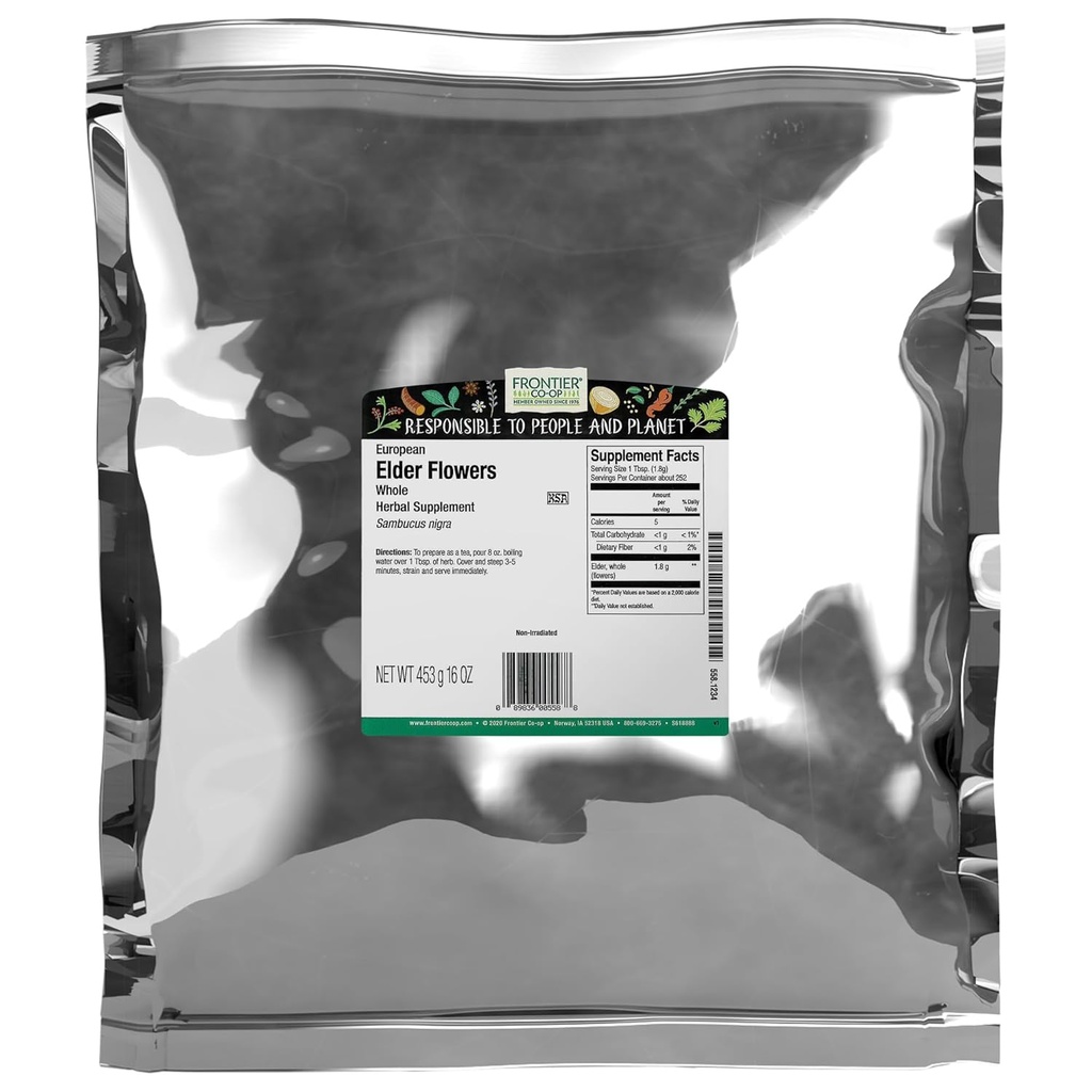 (原始内容存档于2018-09-26) (英语). Frontier Co-op Dried Elder Flowers, 1lb Bulk Bag QQ 欧洲餐饮用和草药使用全干长者花 QQ理想用长者花茶 Kosher