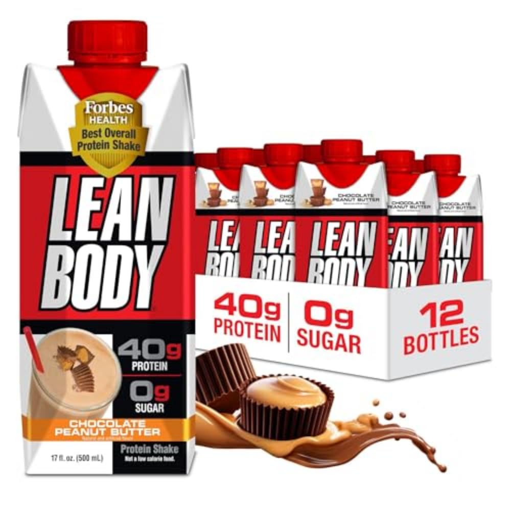 利安体待饮蛋白沙克,40g蛋白,Whey Blend,0糖,Gluten Free,22 Vitamins & Minerals,(可回收卡通 & Lid - Pack of 12) LABRADA(焦油花生酱)