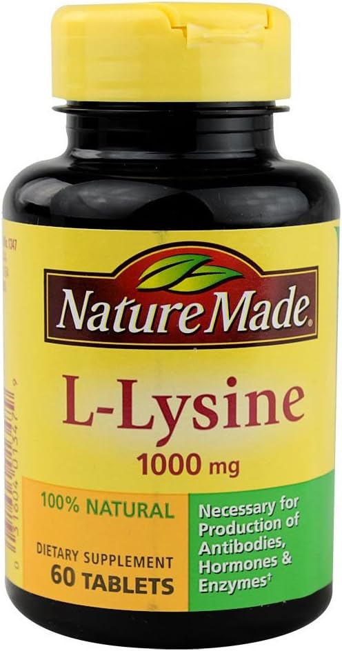 Nature Made Extra strong L-Lysine 1000 mg 药片,蛋白质合成的60个计数(包3)