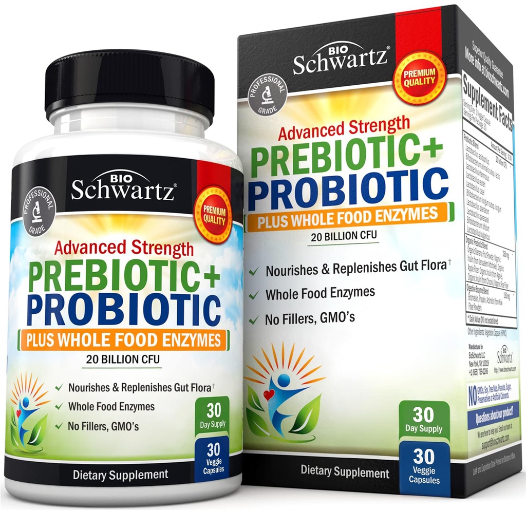 与L.Reuteri、Inulin Fiber、消化酶、非GMO、Gluten-Free、乳制品-Free、30 Capsules合作,为妇女和男子提供高级预生药物和代孕药物