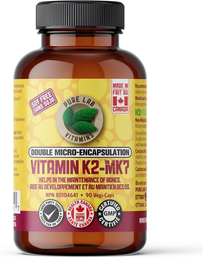纯实验室维生素K2 MK7,90 Vegi-Cap在加拿大制造