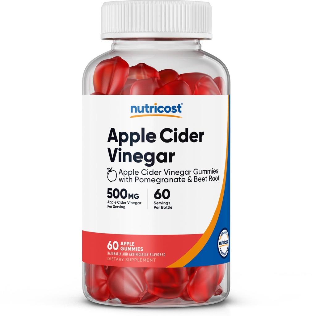 营养成本 苹果苹果苹果苹果酒 葡萄酒500mg,60 Gummys, 苹果火焰 - Gluten Free, Non-GMO, No Corn Syrup