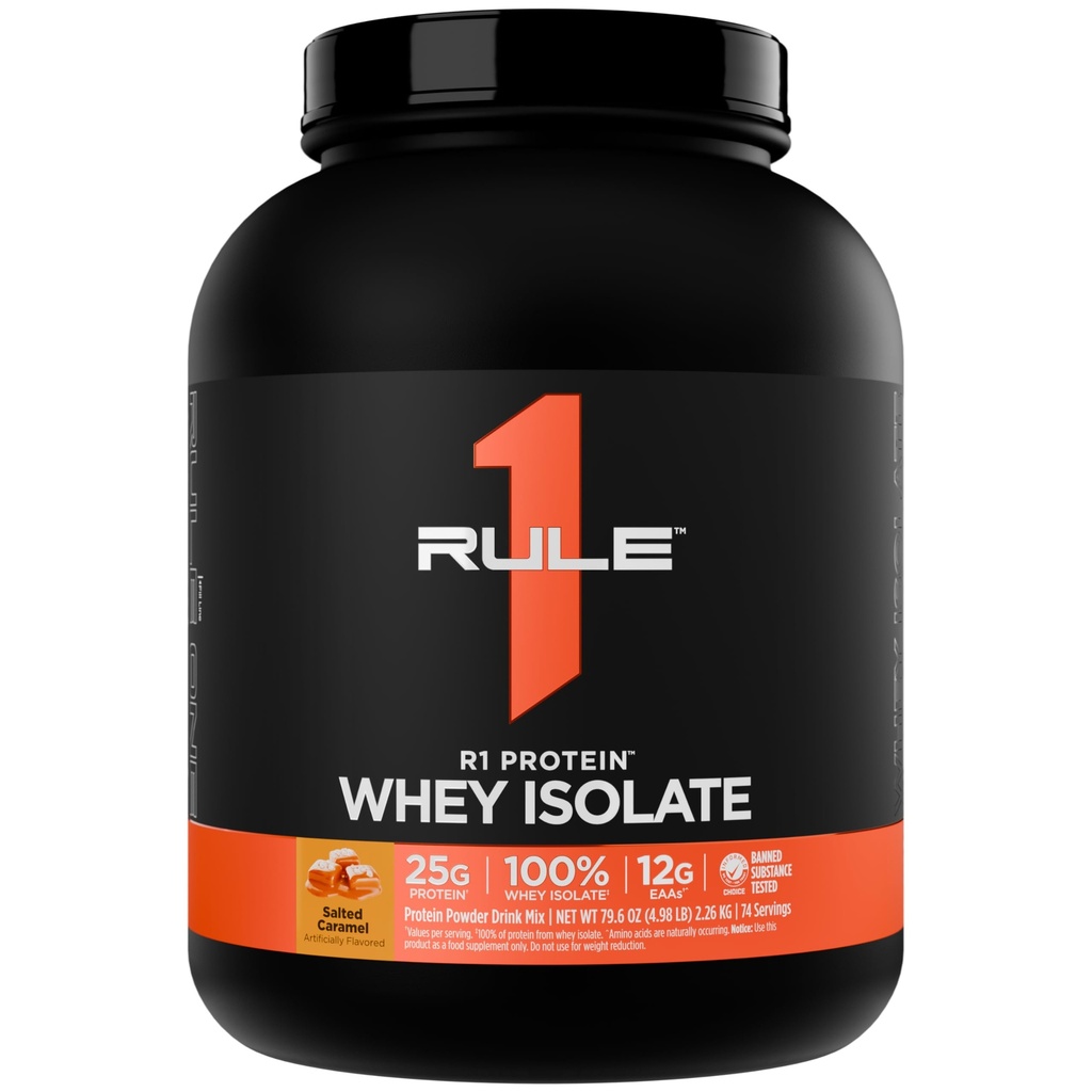 规则1 R1蛋白质 Whey Isolate - 有25g蛋白 & 6g BCAA 单自孤立和水解源进行工作回收(5英镑*,Salted Carmel)