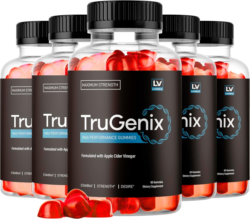 (5 Pack) Trugenix Gummys, Trugenix Gummys for Men, Official Trugenix Gummys 高级公式 TruGenix ACV Gummys, Trugenix 支持补充 Gummys, Premium Frammys, 300 Gummys 5个月.