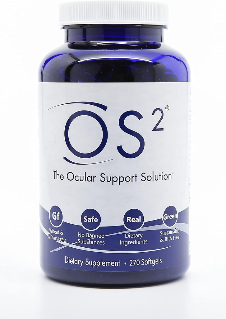 OS2 Ocular Support Solution - 270Ct, Patented Eye Vitamins w AREDS2, VIT A, C, Zinc, Omega-3, Lutein & Zeaxanthin, for Macular Health, Dry Eye, Blue Light & Night Vision Supplement