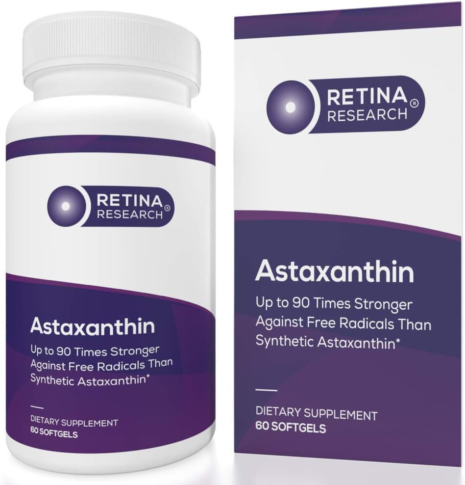 Natural Astakanthin Eye Vitamin 10mg - 支持眼部健康的补充 - 最多90次比合成强 - 由医生制定 - 第三方认证 - 60 Softgels