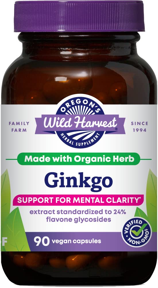 俄勒冈州野生收获非GMO Ginkgo Capsules - 90 伯爵