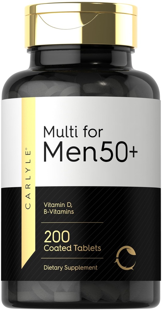 男子卡莱尔多维特敏 50+ + → 200 计 → 与 B 维生素, 维生素 D, 镁和锌 → 非 GMO, Gluten 免费补充