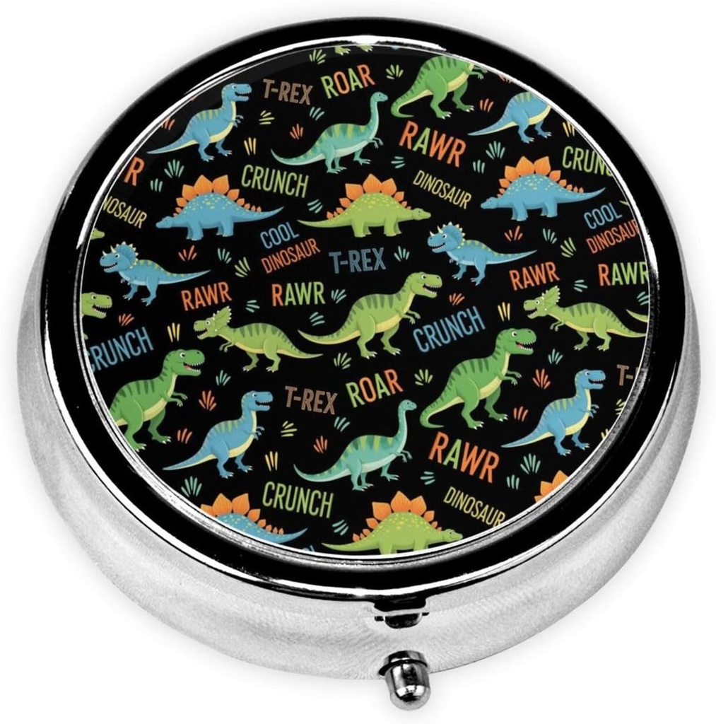 可爱的恐龙药盒/Pill case-Round Pill box/case-Three-Compating Pill box/Pill case,设计(308)