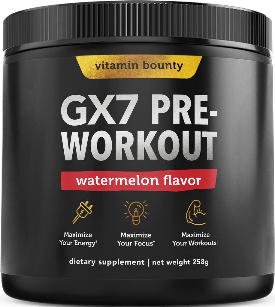 Vitamin Bounty Gx7 男子预选工作粉 – 女子预选工作粉 – 配有Beta-Alanine,Cafeine,Keto,0g Net Carbs – 西瓜 Flavor, 20 service