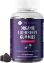 Kate Naturals Elderberry Gummys 配有维生素C和锌的成人与儿童. 支持免疫的美味桑布库斯草莓(90份,45天供应,有机)