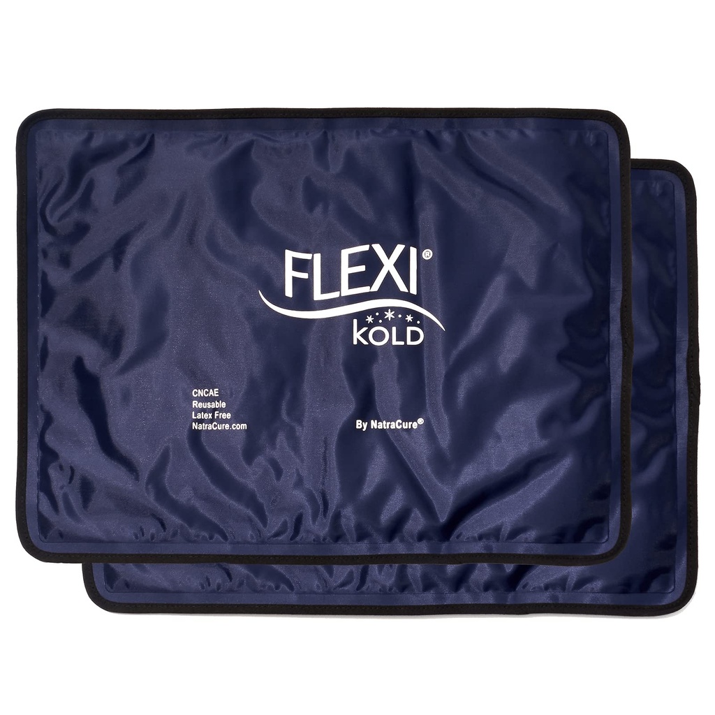 2 FlexiKold Gel冰包(标准大号:10.5"×14.5") - 可重复使用的受伤冷包,用于后痛救济,Migraine Relief Pad,手术后,产后,头痛,肩部 - 6300-COLD 2PK