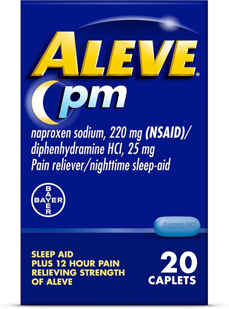 Aleve 疼痛救济和夜间睡眠援助 Naproxen Sodium Caplets 20 Counters